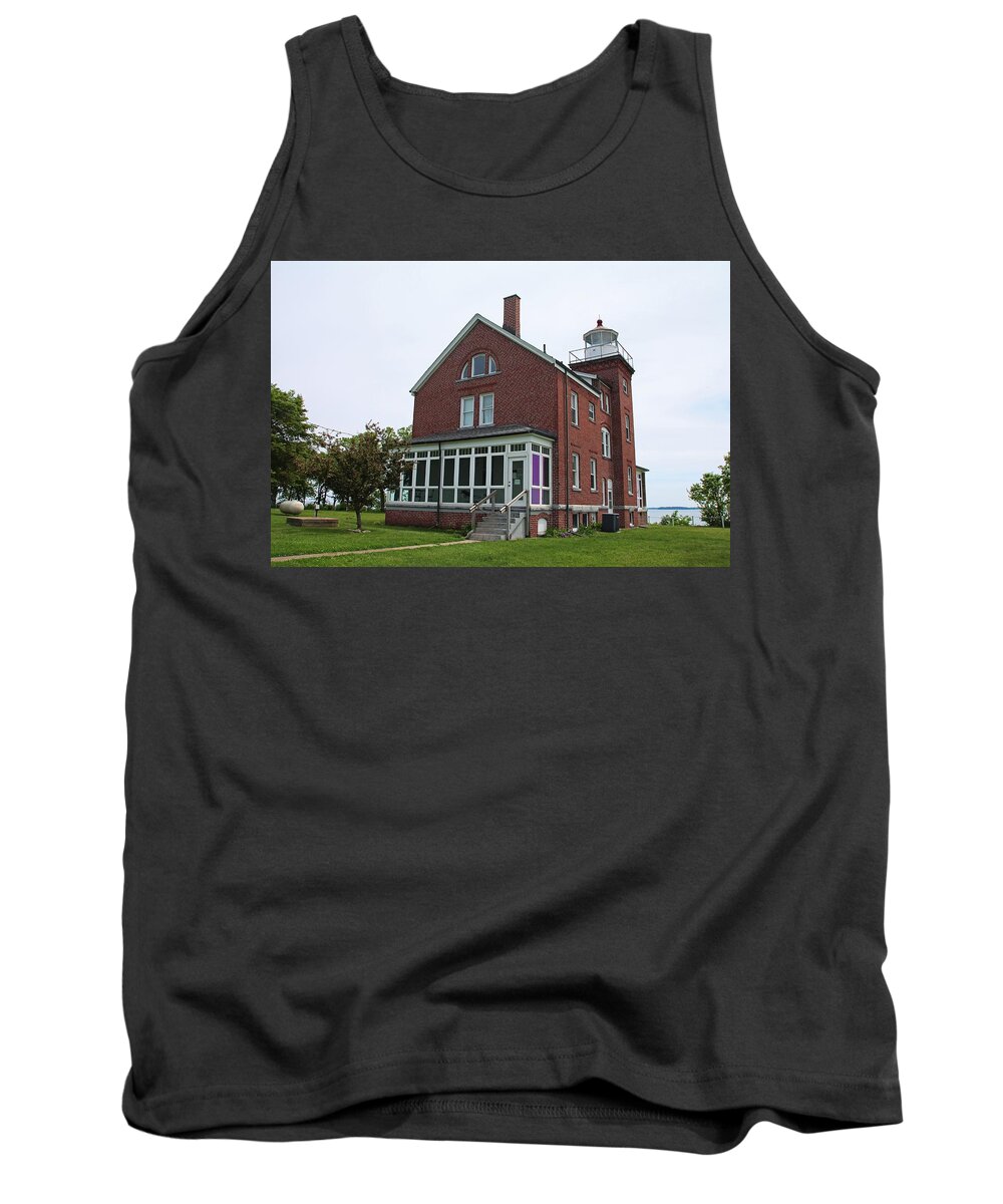 Put-in-bay Tank Top featuring the photograph South Bass Island Lighthouse- horizontal by Michiale Schneider