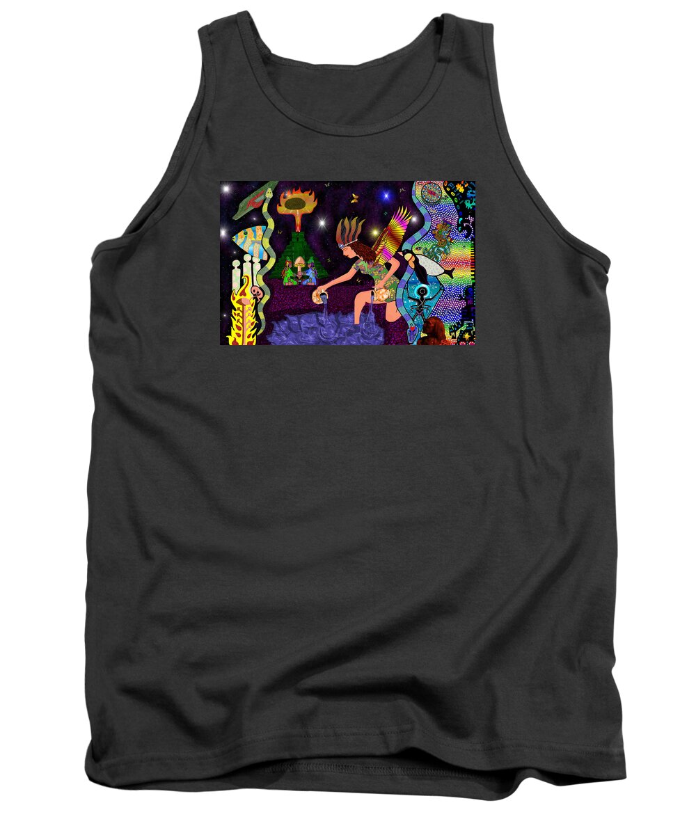 Dreamtime Tank Top featuring the digital art Space between Stars by Myztico Campo