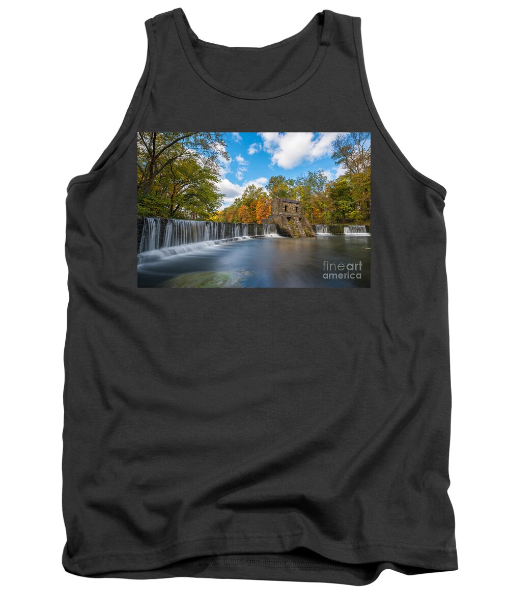 Speedwell Dam Tank Top featuring the photograph Speedwell Dam Fall Foliage by Michael Ver Sprill
