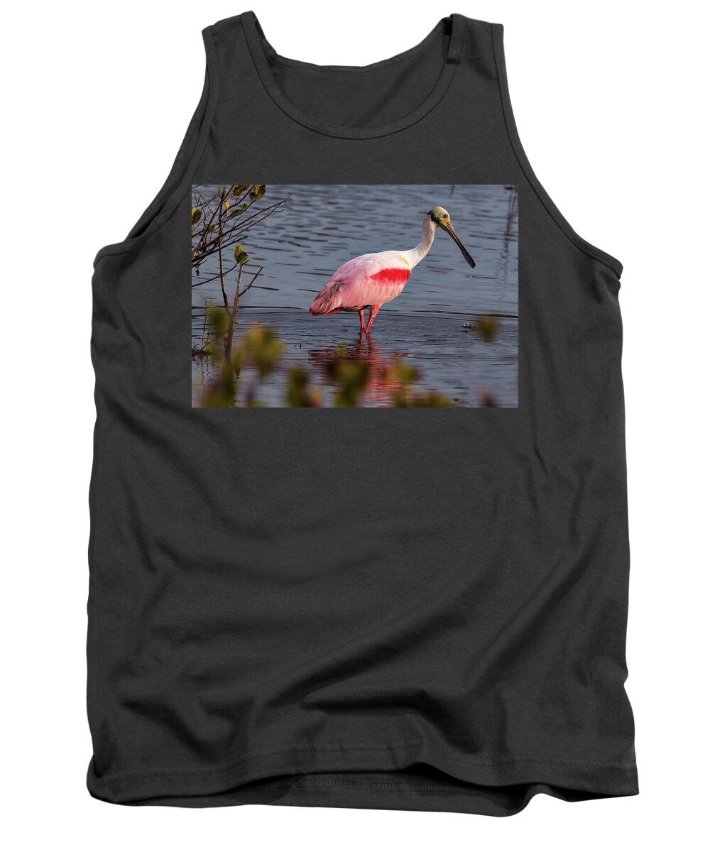 Birds Tank Top featuring the photograph Spoonbill Fishing by Norman Peay