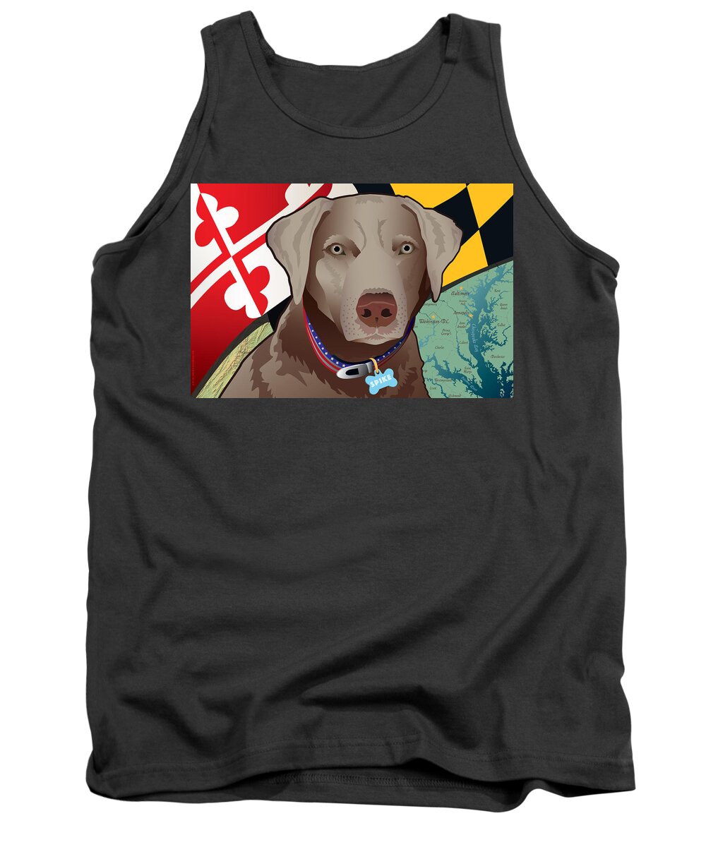 Silver Lab Tank Top featuring the digital art Spike, the Maryland Silver Lab by Joe Barsin