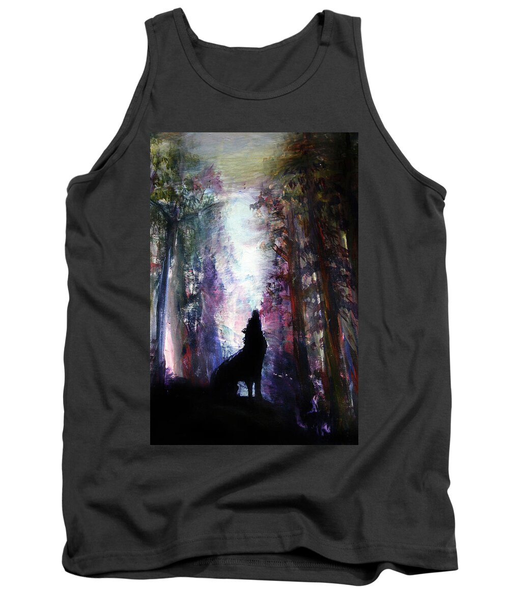 Wolf Tank Top featuring the painting Spirit Guide by Frank Botello
