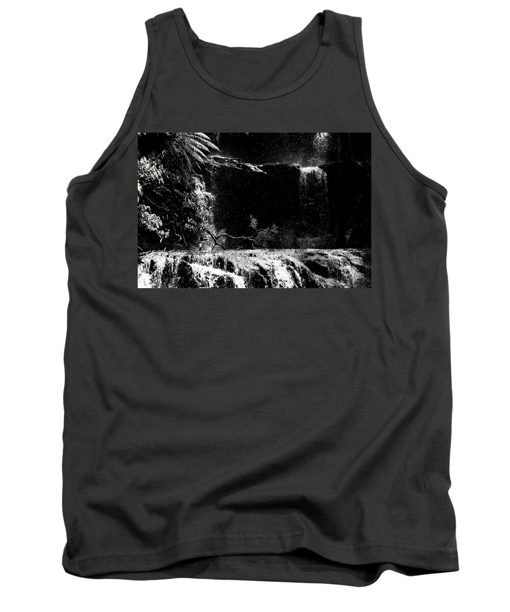 Spirit Water Kami Waterfall Cascade Rapids White Water Monochrome Power Hydro Tank Top featuring the photograph Spirit of Water by Ian Sanders