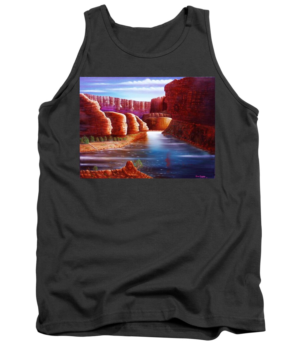 River... Images In The Rocks Tank Top featuring the painting Spirits of the river by Gene Gregory