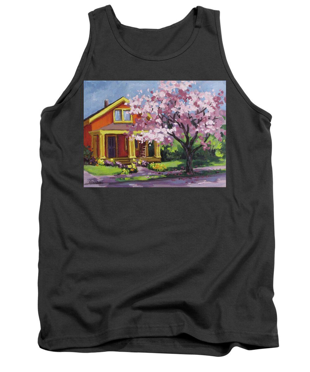 Spring Tank Top featuring the painting Spring at Last by Karen Ilari