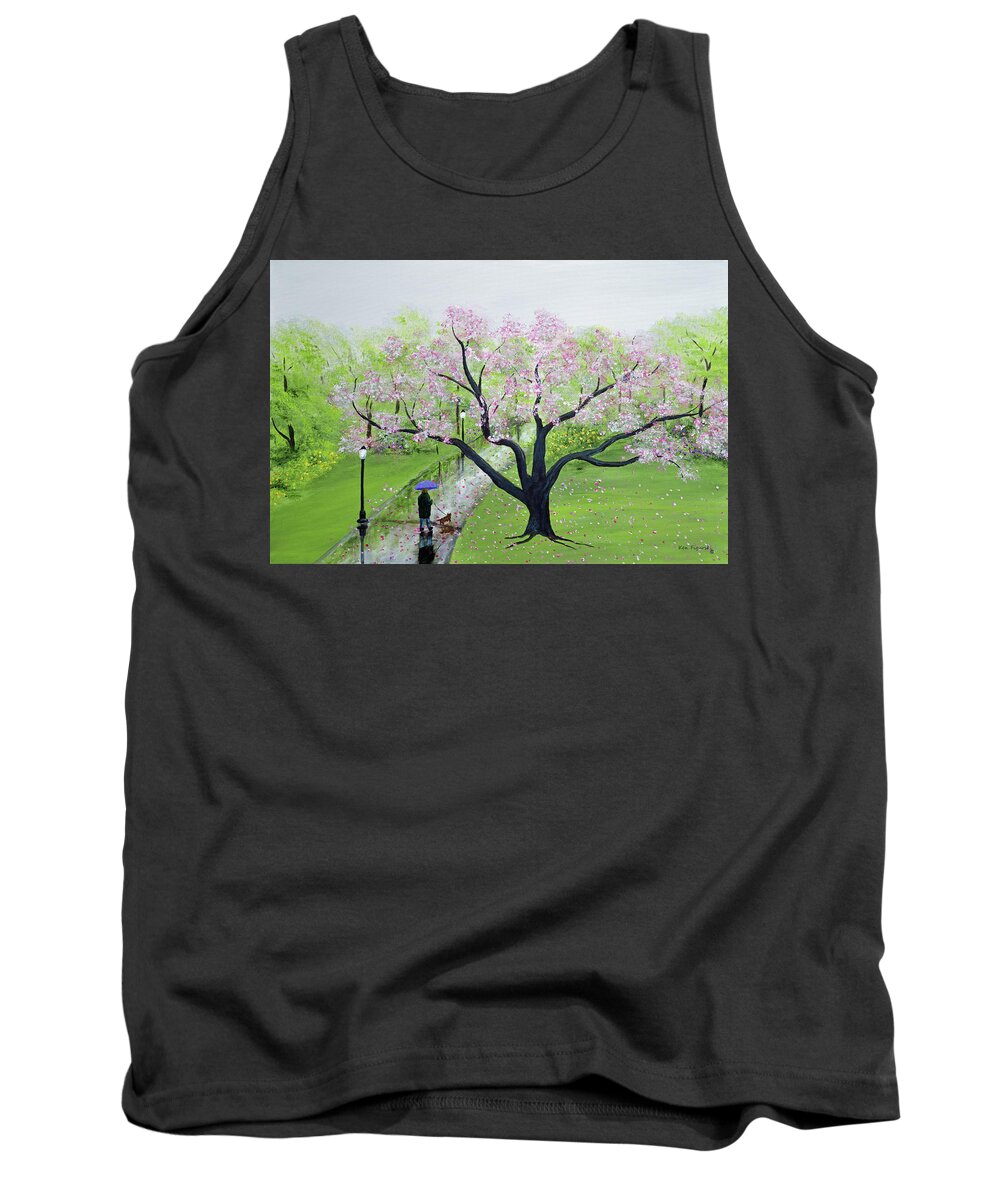 Spring Tank Top featuring the painting Spring In The Park by Ken Figurski