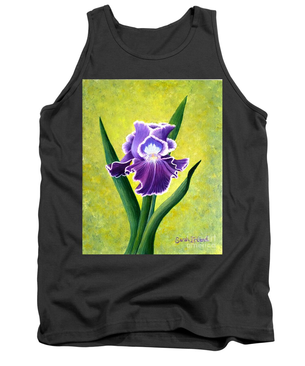 Portrait Tank Top featuring the painting Spring Iris by Sarah Irland