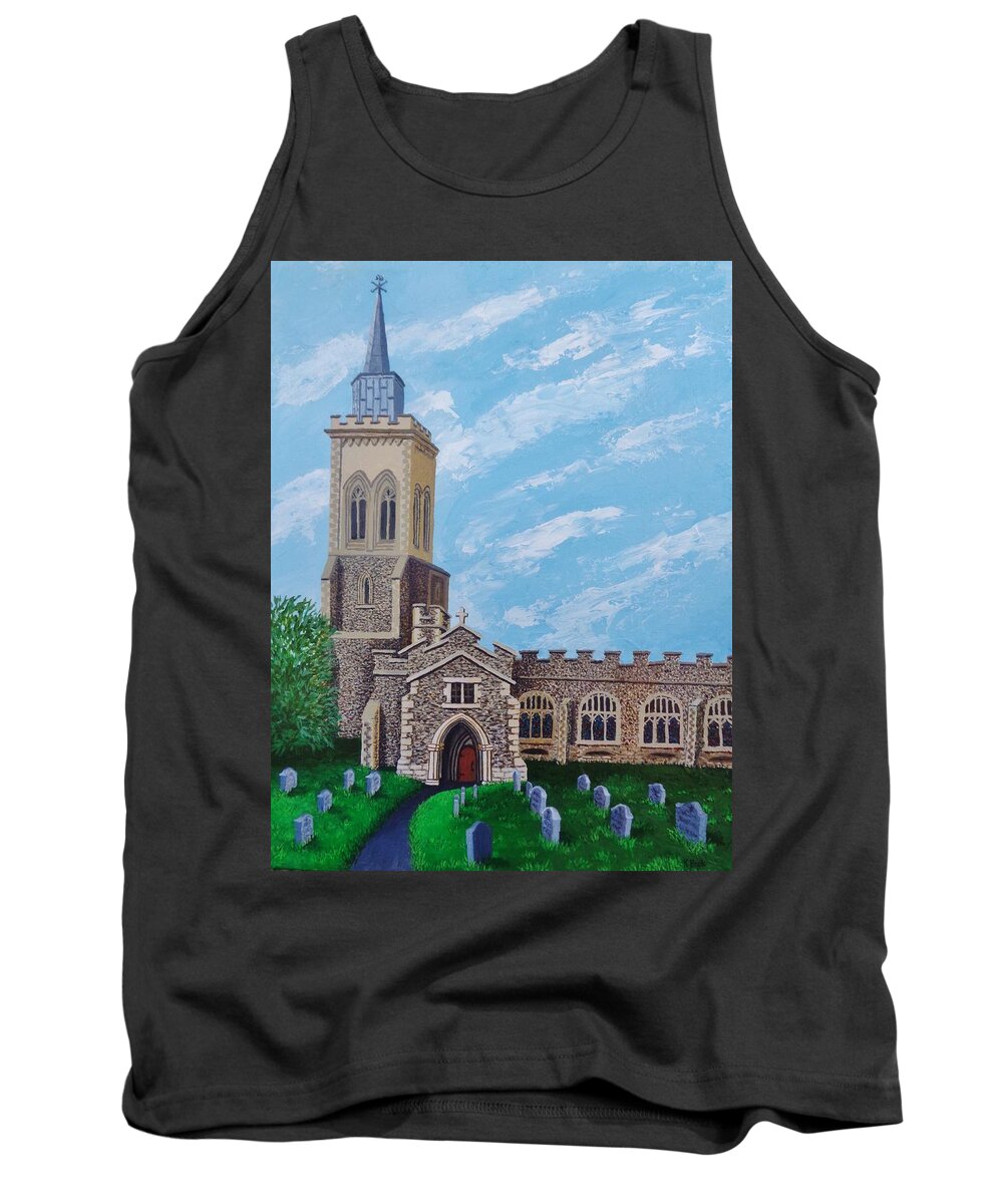 St. Tank Top featuring the painting St. Mary's in England by Katherine Young-Beck