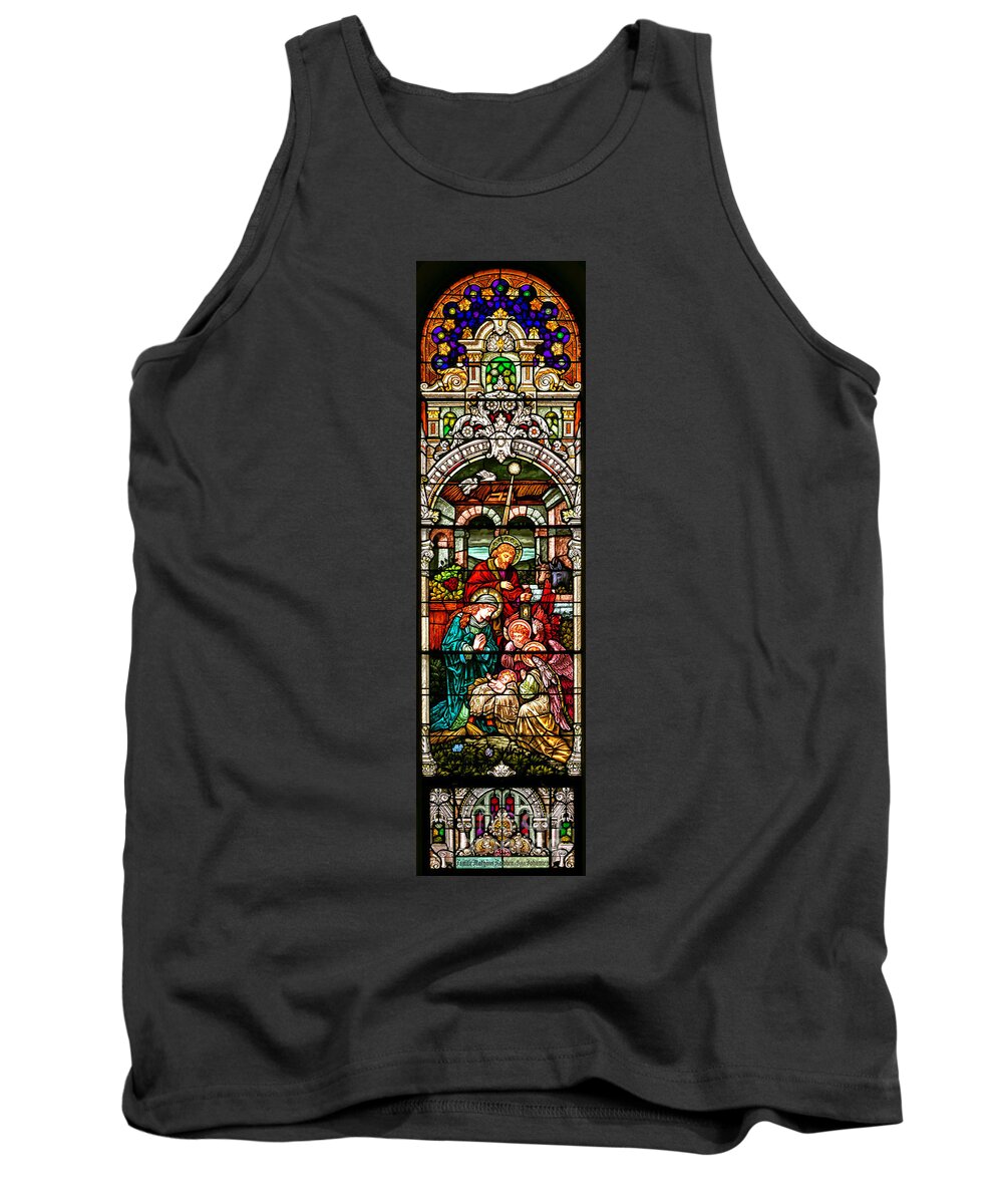 Cathedral Of The Plains Tank Top featuring the photograph Stained Glass Scene 4 by Adam Jewell