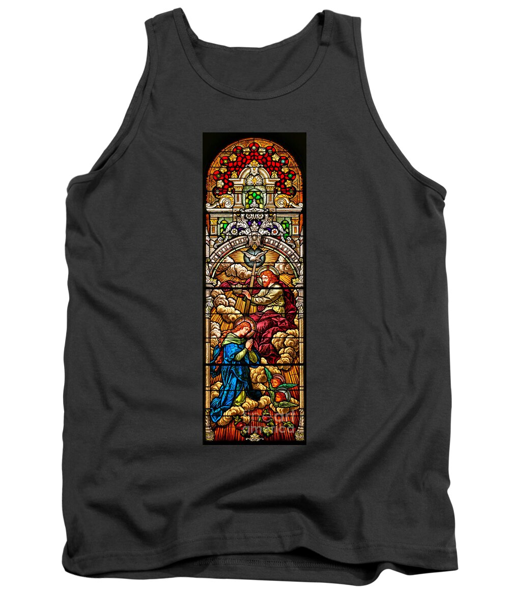 Cathedral Of The Plains Tank Top featuring the photograph Stained Glass Scene 7 Crops by Adam Jewell