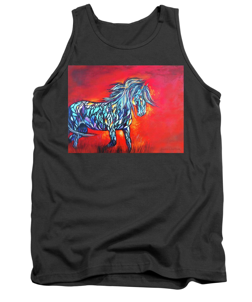 Contemporary Horse Art Tank Top featuring the painting Stained Glass Stallion by Karen Kennedy Chatham