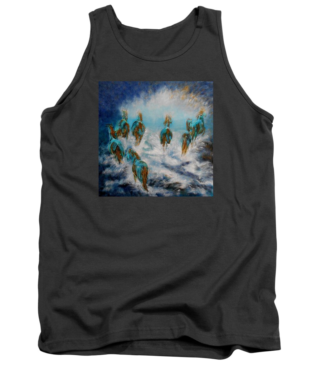 Horses Tank Top featuring the painting Stampede to Heaven by Maris Sherwood