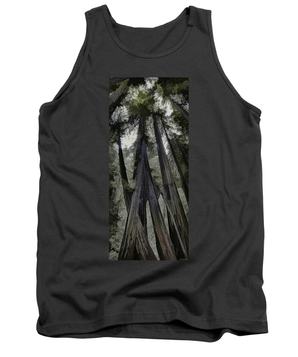 Redwood Tank Top featuring the painting Stand of Redwoods by Frank Lee