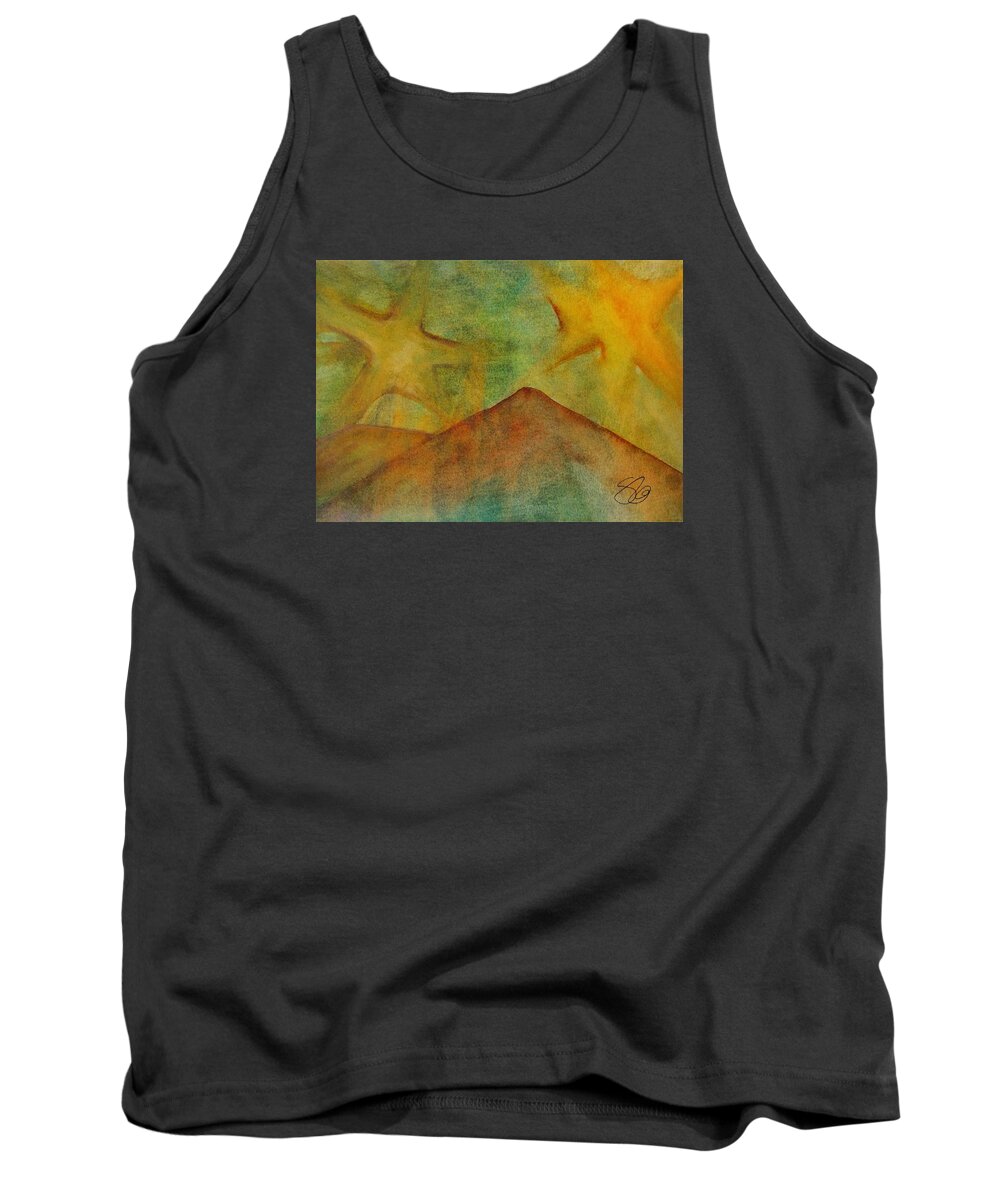 Watercolor Tank Top featuring the painting Starry Mountain by Suzy Norris