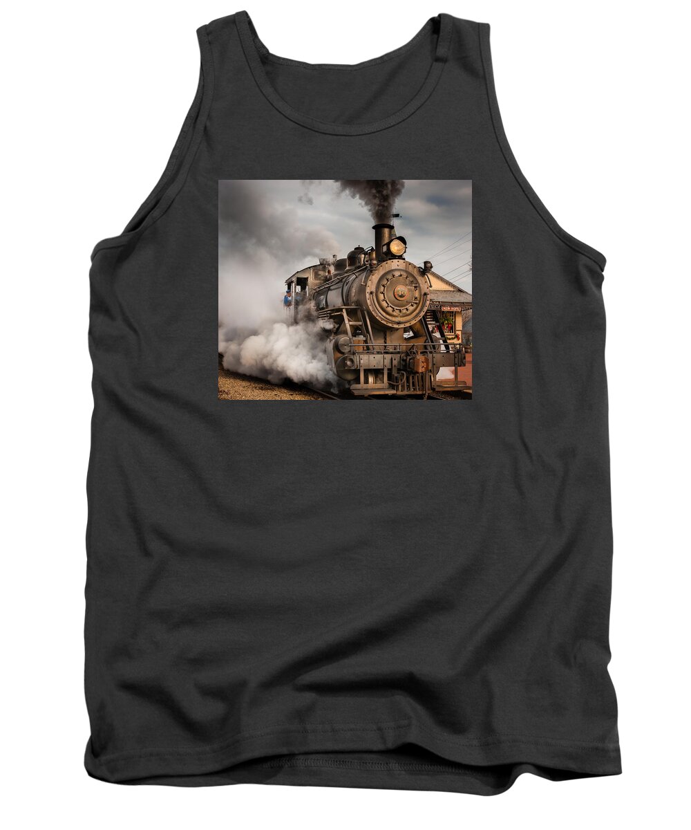 Steam Tank Top featuring the photograph Steam Train close up by Kevin Giannini