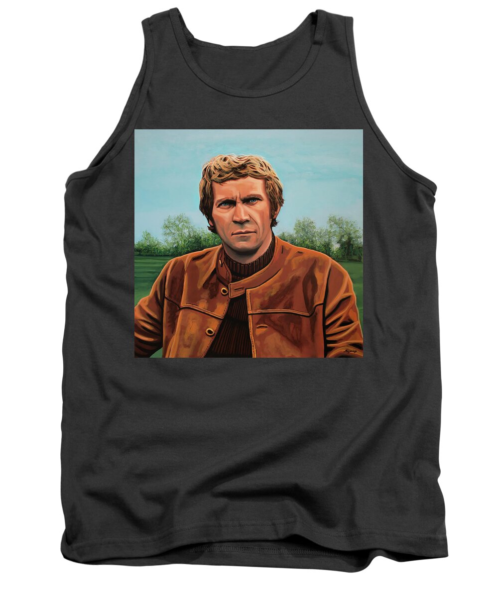 Steve Mcqueen Tank Top featuring the painting Steve McQueen Painting by Paul Meijering