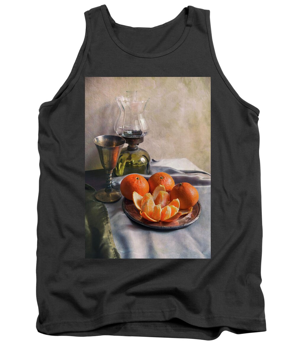 Still Life Tank Top featuring the photograph Still life with fresh tangerines by Jaroslaw Blaminsky