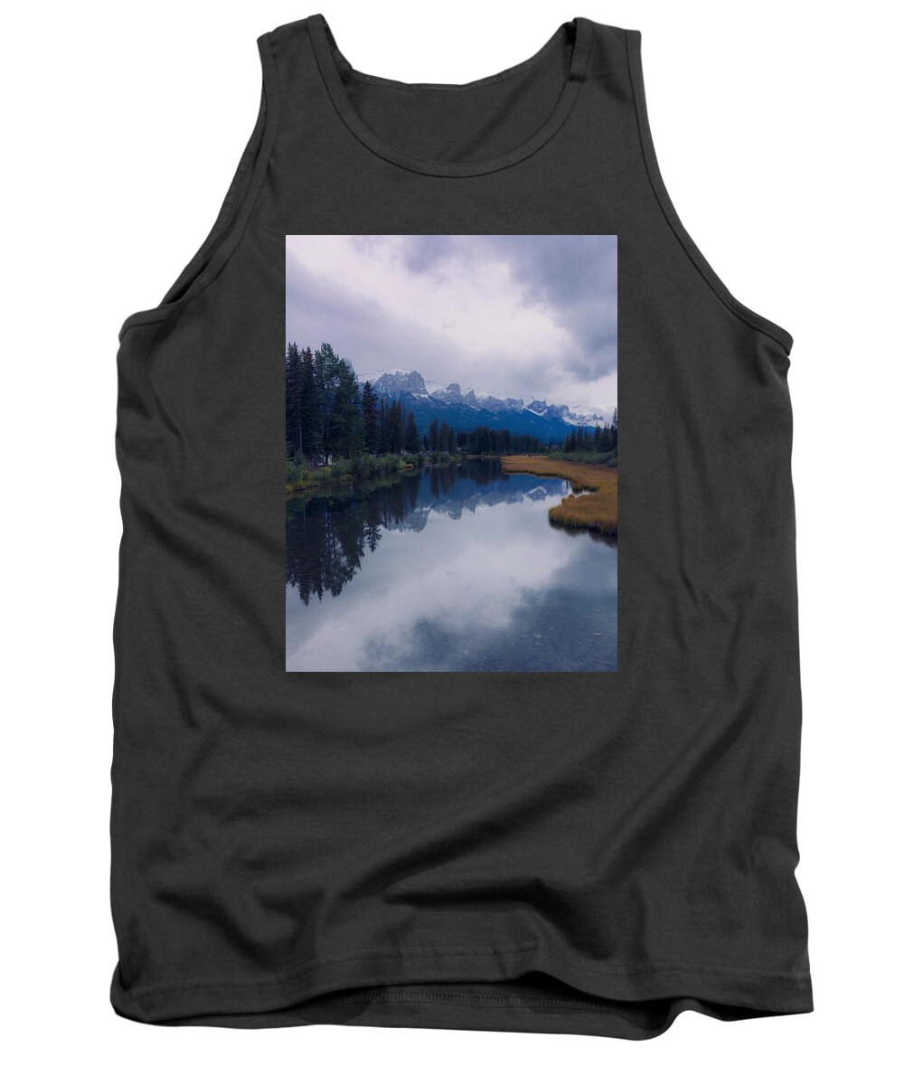 Water Tank Top featuring the photograph Stormy Skies, Glassy Waters by Nancy Guerin