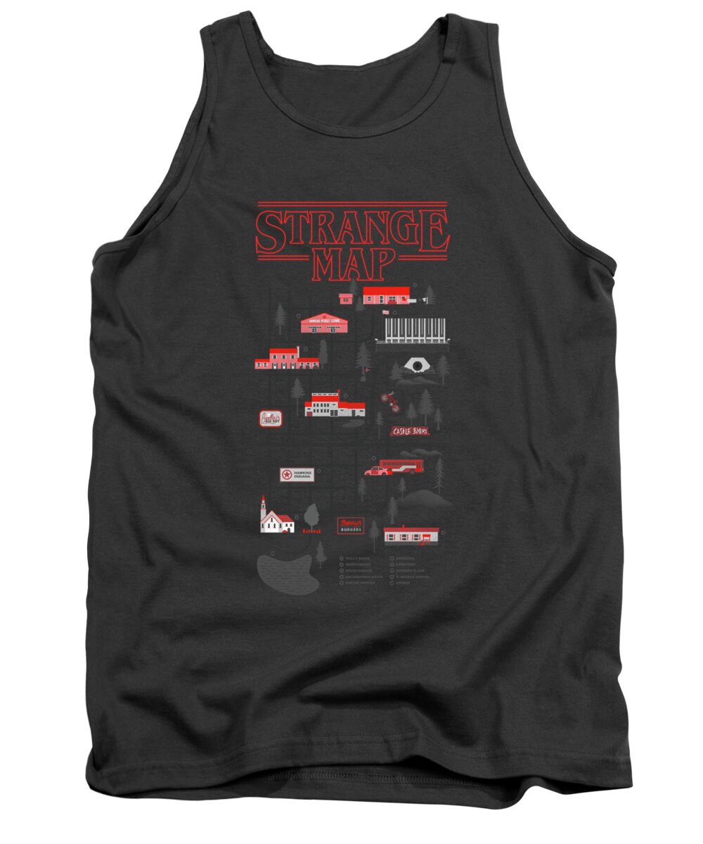 Horror Tank Top featuring the mixed media Strange Map by Robert Farkas