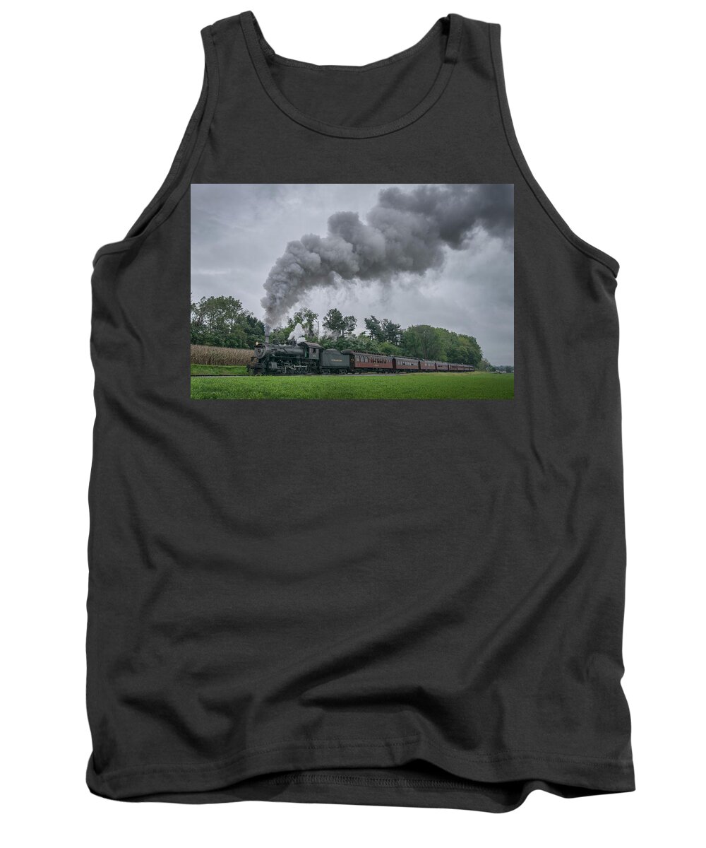 Strasburg Railroad Tank Top featuring the photograph Strasburg Railroads 475 Baldwin 4-8-0 heads back to Stassburg Pa by Jim Pearson