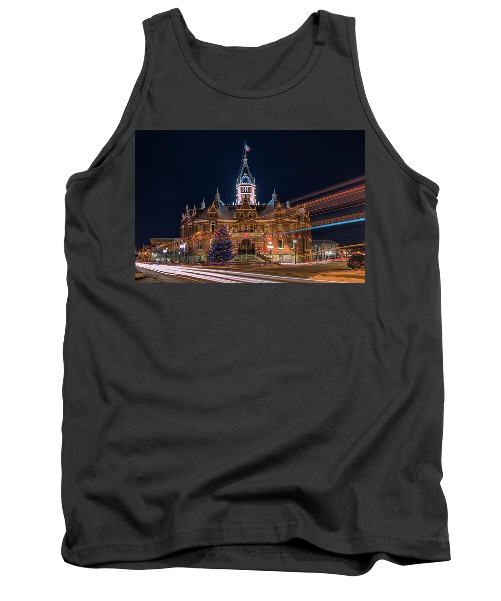 Stratford Tank Top featuring the photograph Stratford City Hall during the holidays by Jay Smith