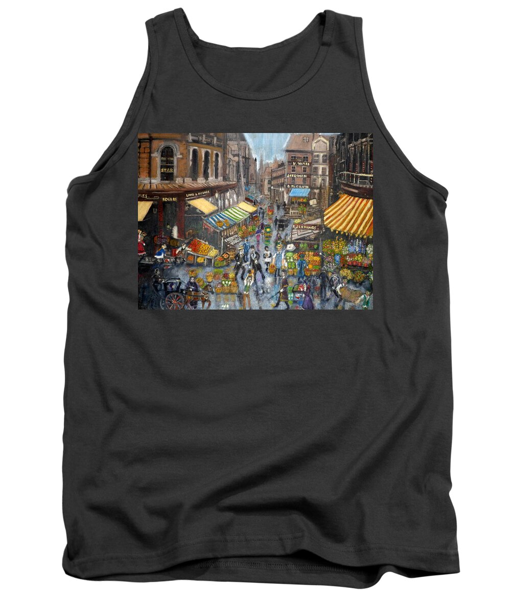 Nostalgia Tank Top featuring the painting Street Scene Market by Peter Gartner