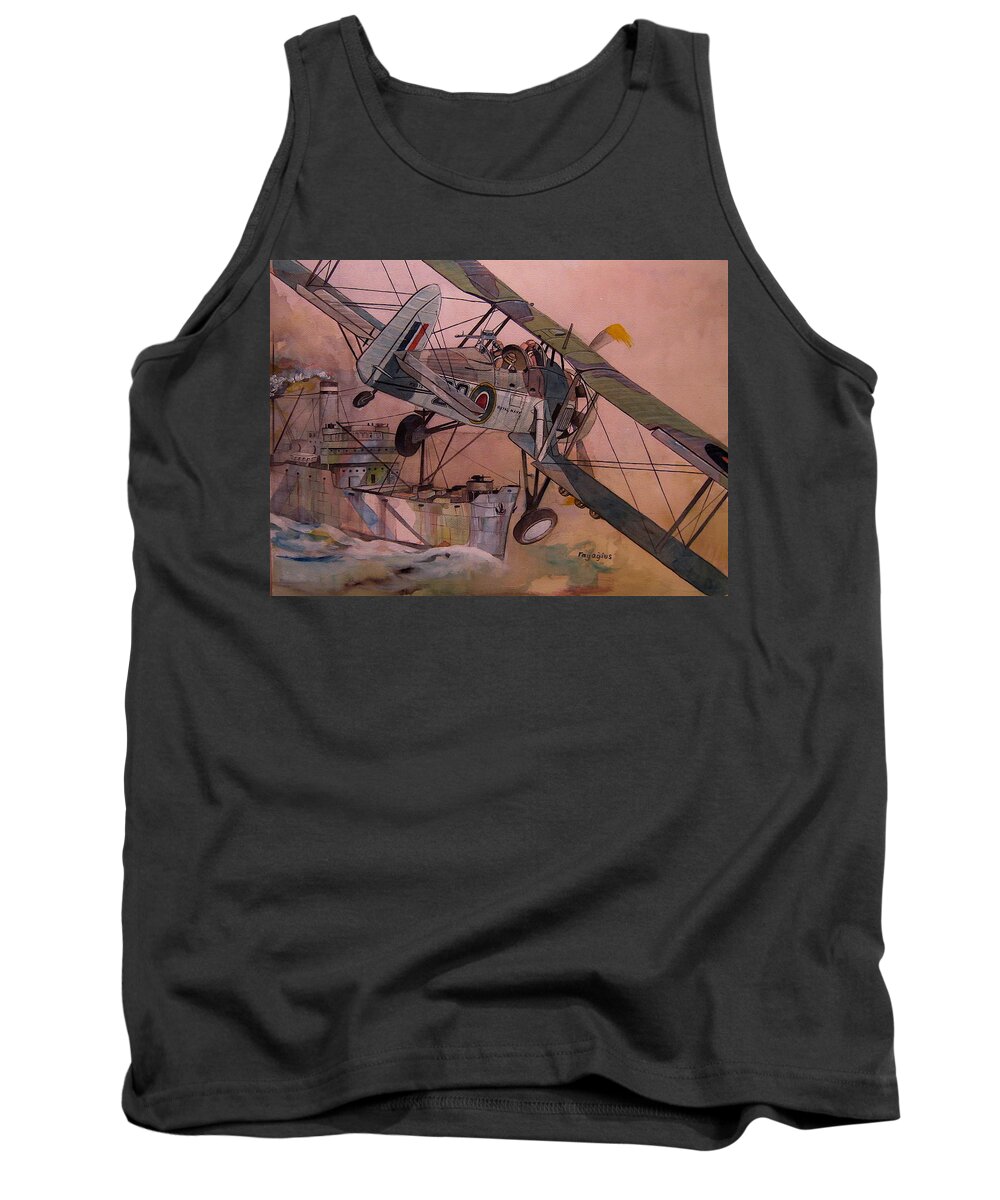 Fiery Tank Top featuring the painting String bag. by Ray Agius