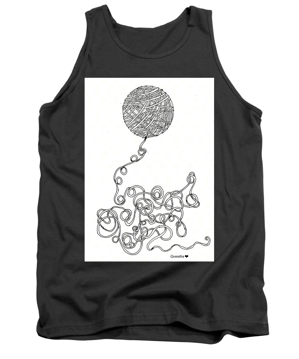 Energy Tank Top featuring the drawing String Energy 2 by Quwatha Valentine