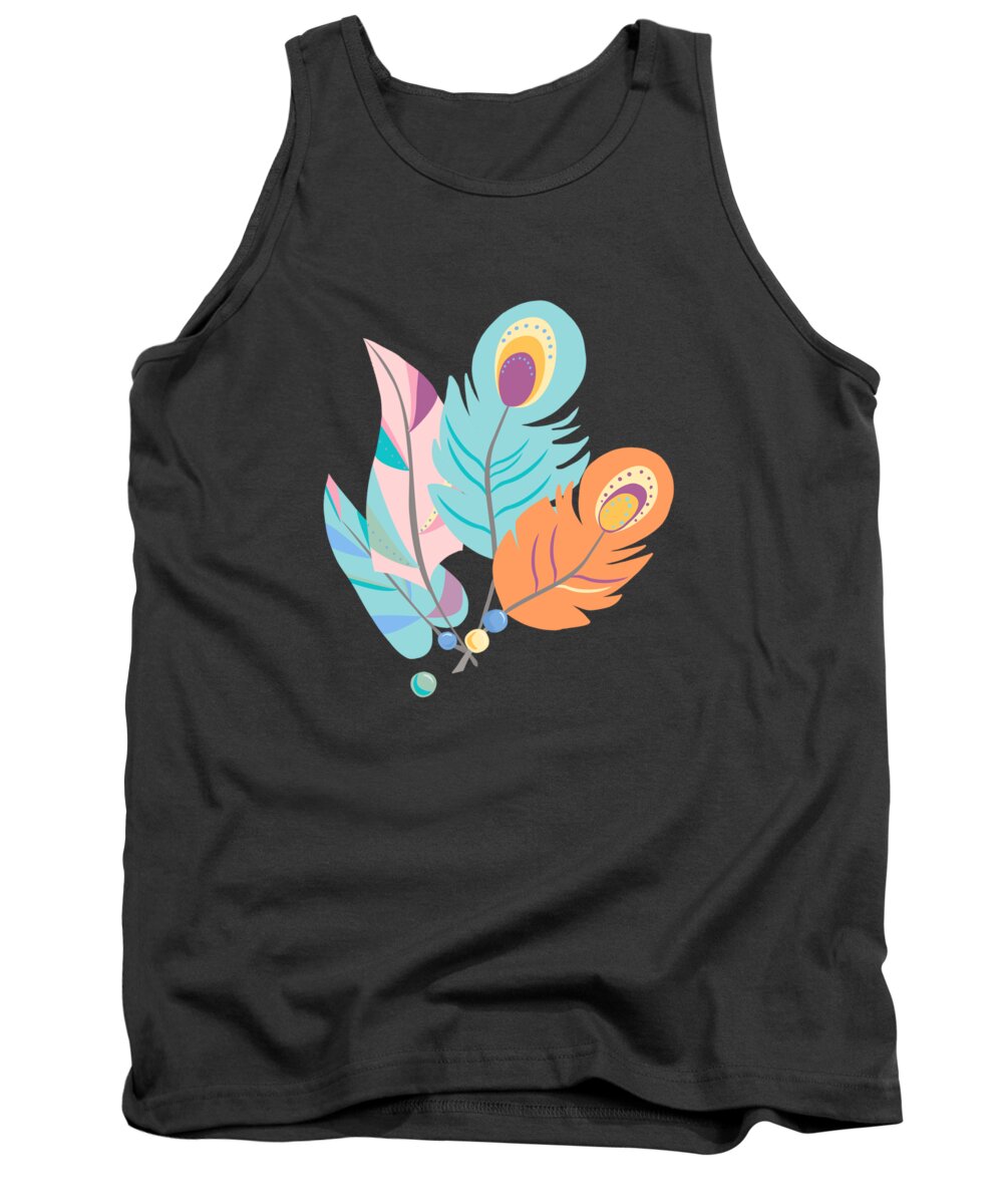 Feather Tank Top featuring the painting Stylized Peacock Feather Design by Little Bunny Sunshine