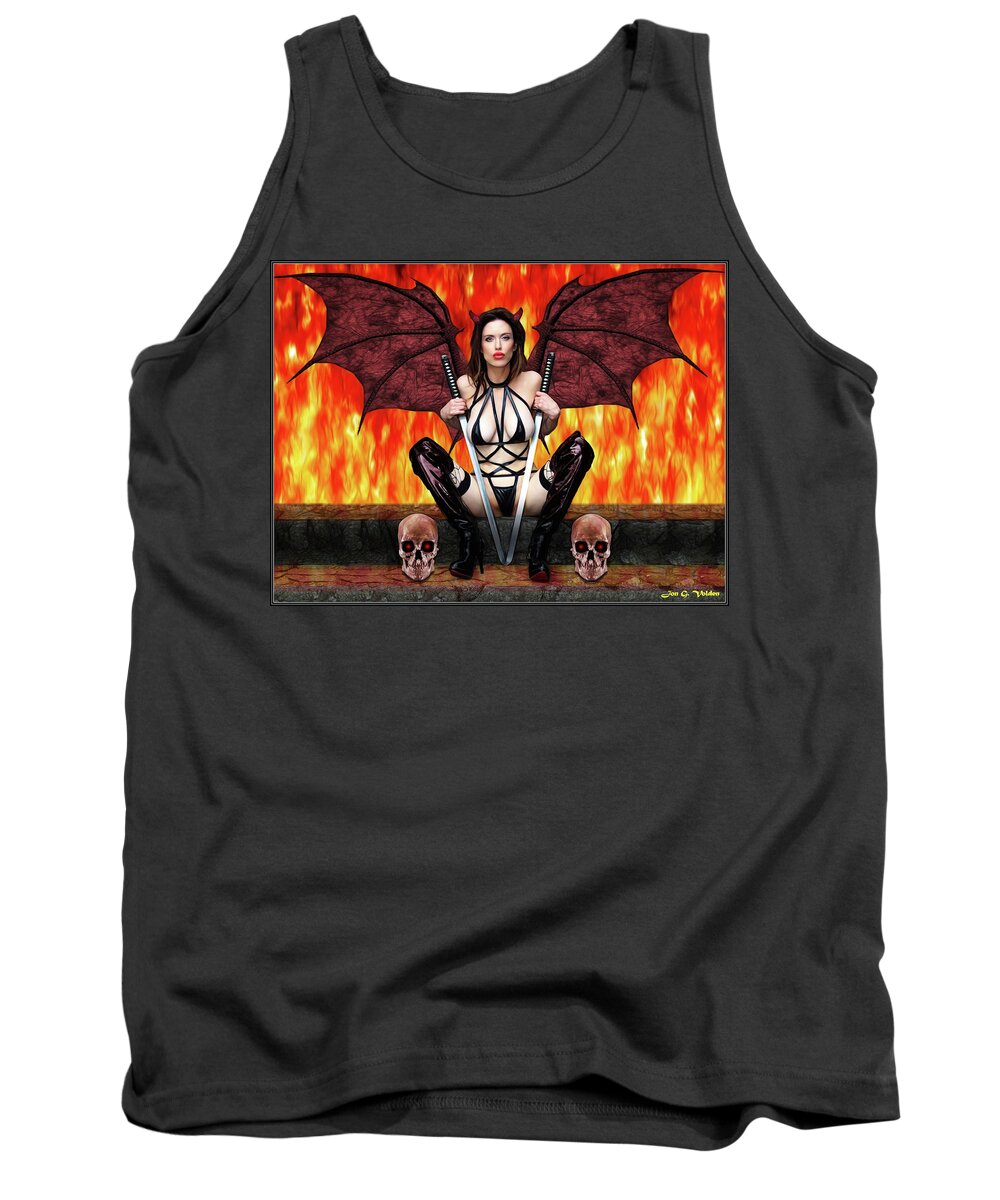 Fantasy Tank Top featuring the photograph Succubus And Flames by Jon Volden