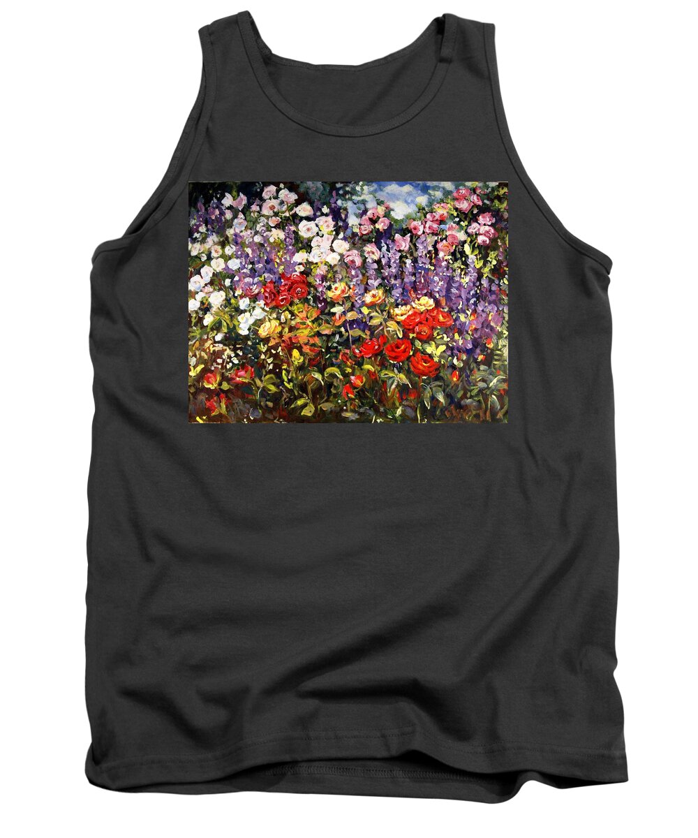 Ingrid Dohm Tank Top featuring the painting Summer Garden II by Ingrid Dohm