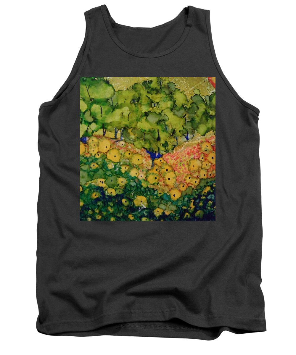 Landscape Tank Top featuring the painting Summer Hills by Betsy Carlson Cross