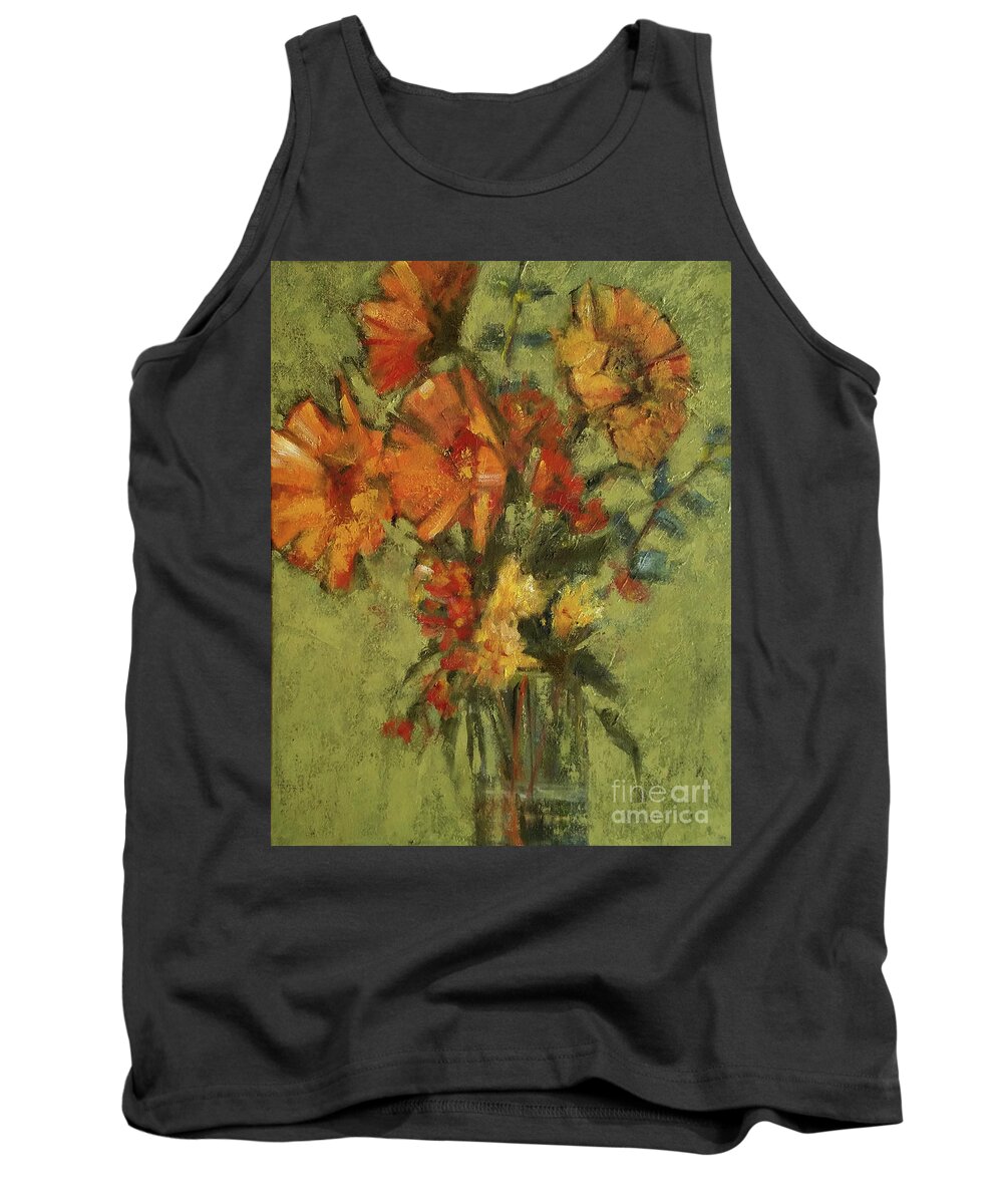 Flower Tank Top featuring the painting Sunflowers for Sunday by Mary Hubley