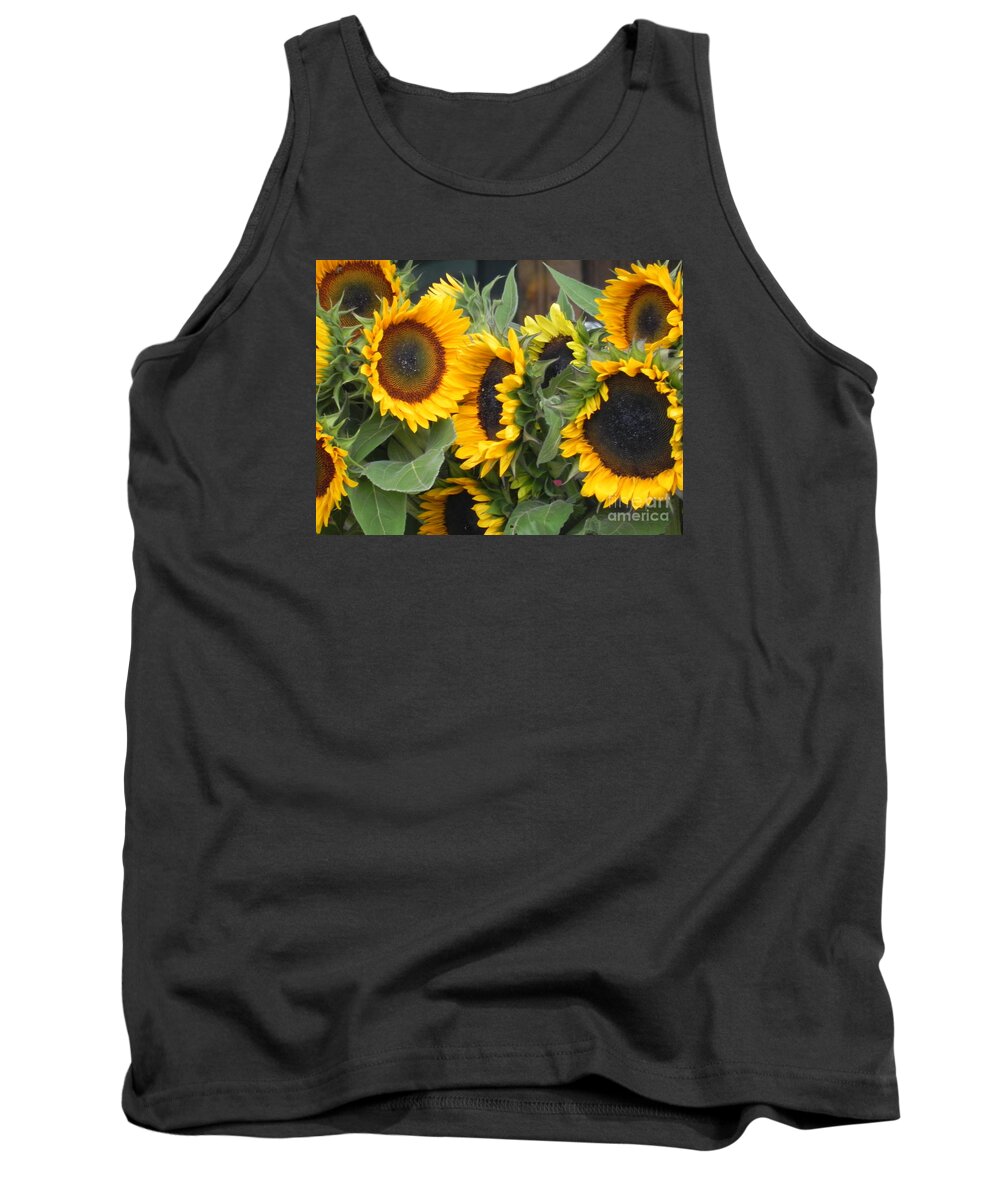 Photography Tank Top featuring the photograph Sunflowers two by Chrisann Ellis