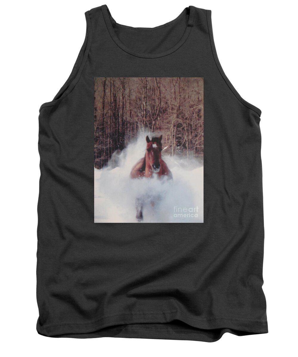 Horse Running Tank Top featuring the photograph Sunny running for the barn. by Jeffrey Koss