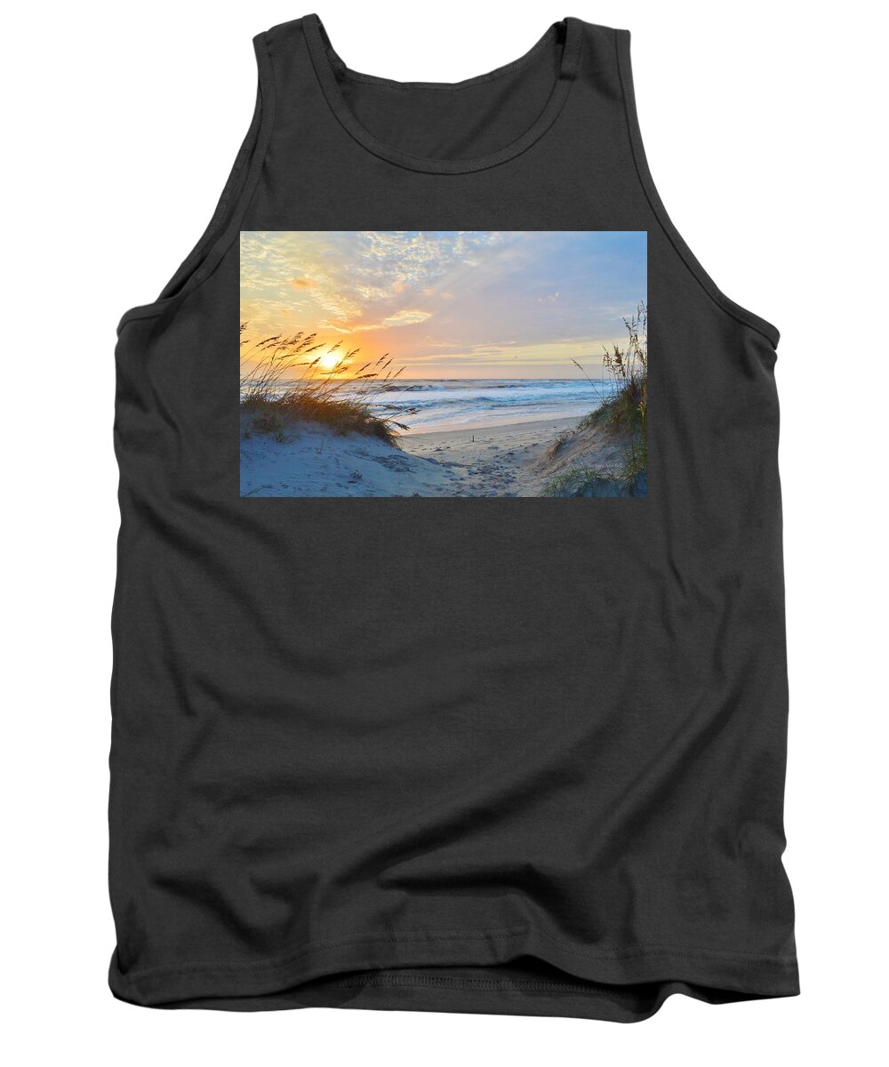 Obx Sunrise Tank Top featuring the photograph Sunrise at Pea Island, NC by Barbara Ann Bell