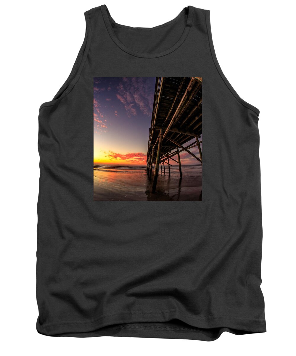 Sunsetbeachpier Tank Top featuring the photograph Sunrise at Sunset Beach by Nick Noble