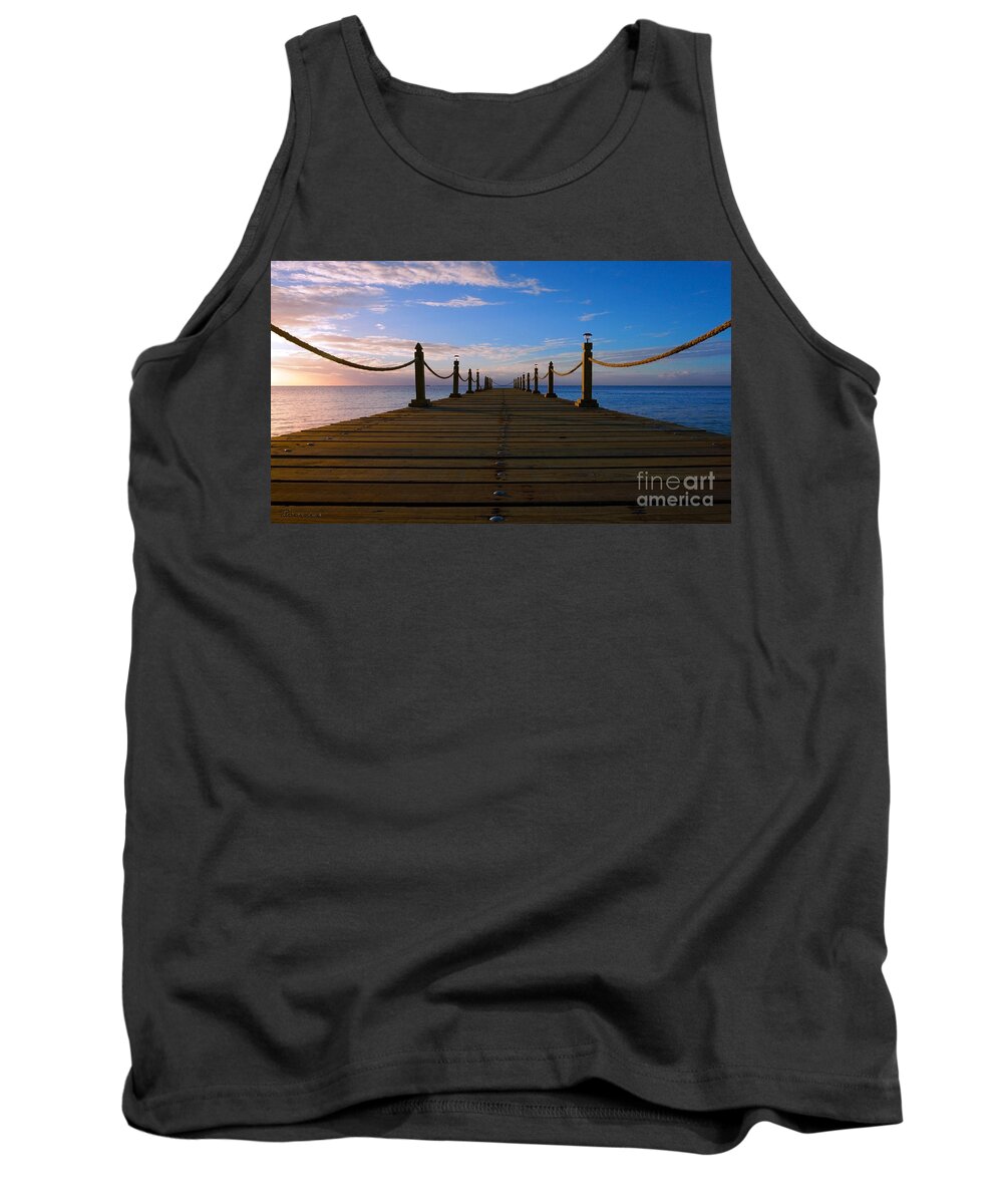 seascape Sunrises Tank Top featuring the photograph Sunrise Morning Bliss Pier 140A by Ricardos Creations