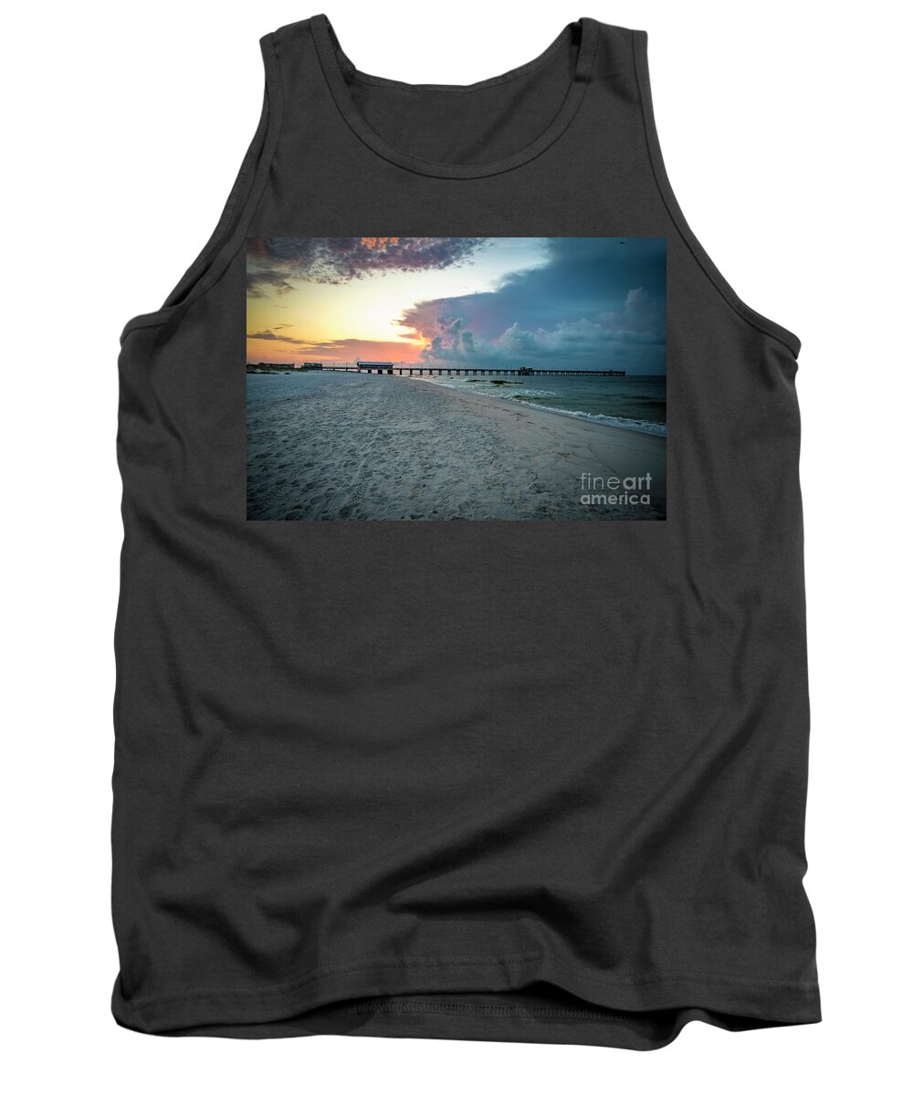 2017 Tank Top featuring the photograph Sunrise Seascape Gulf Shores AL Pier 064A by Ricardos Creations