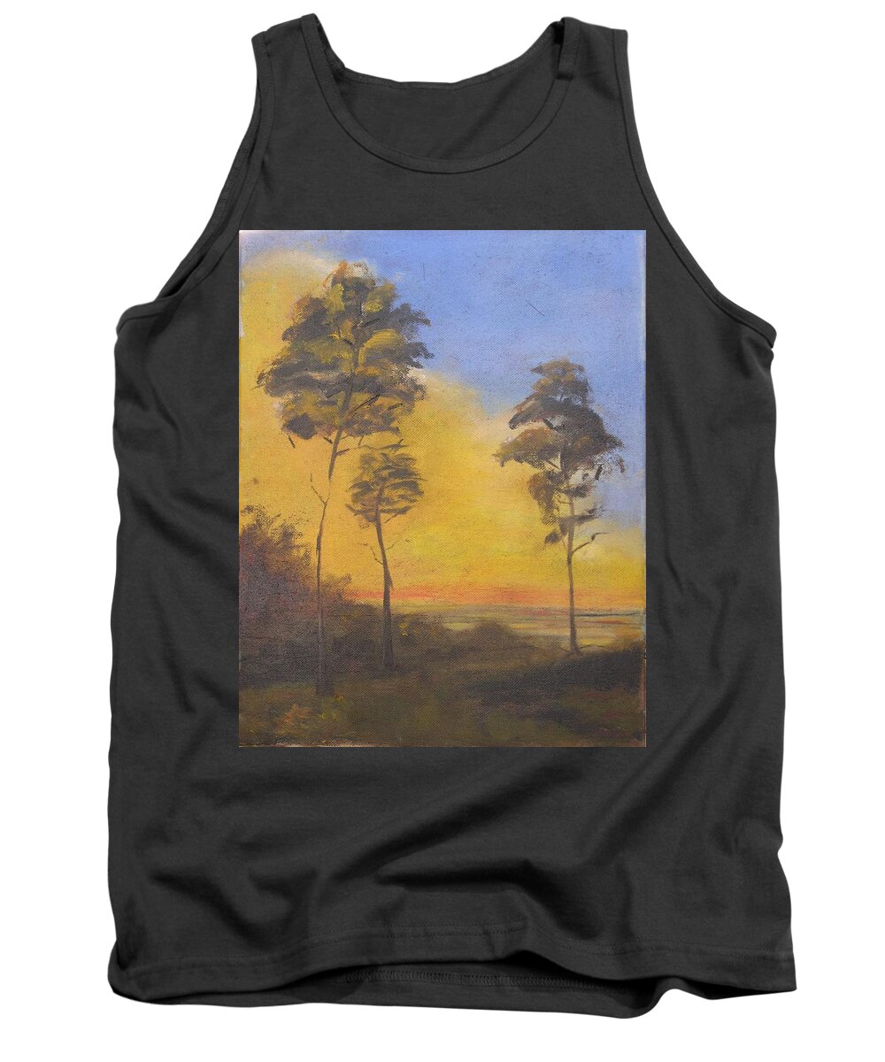 Sunset Tank Top featuring the painting Sunset at Overlook by Patricia Caldwell