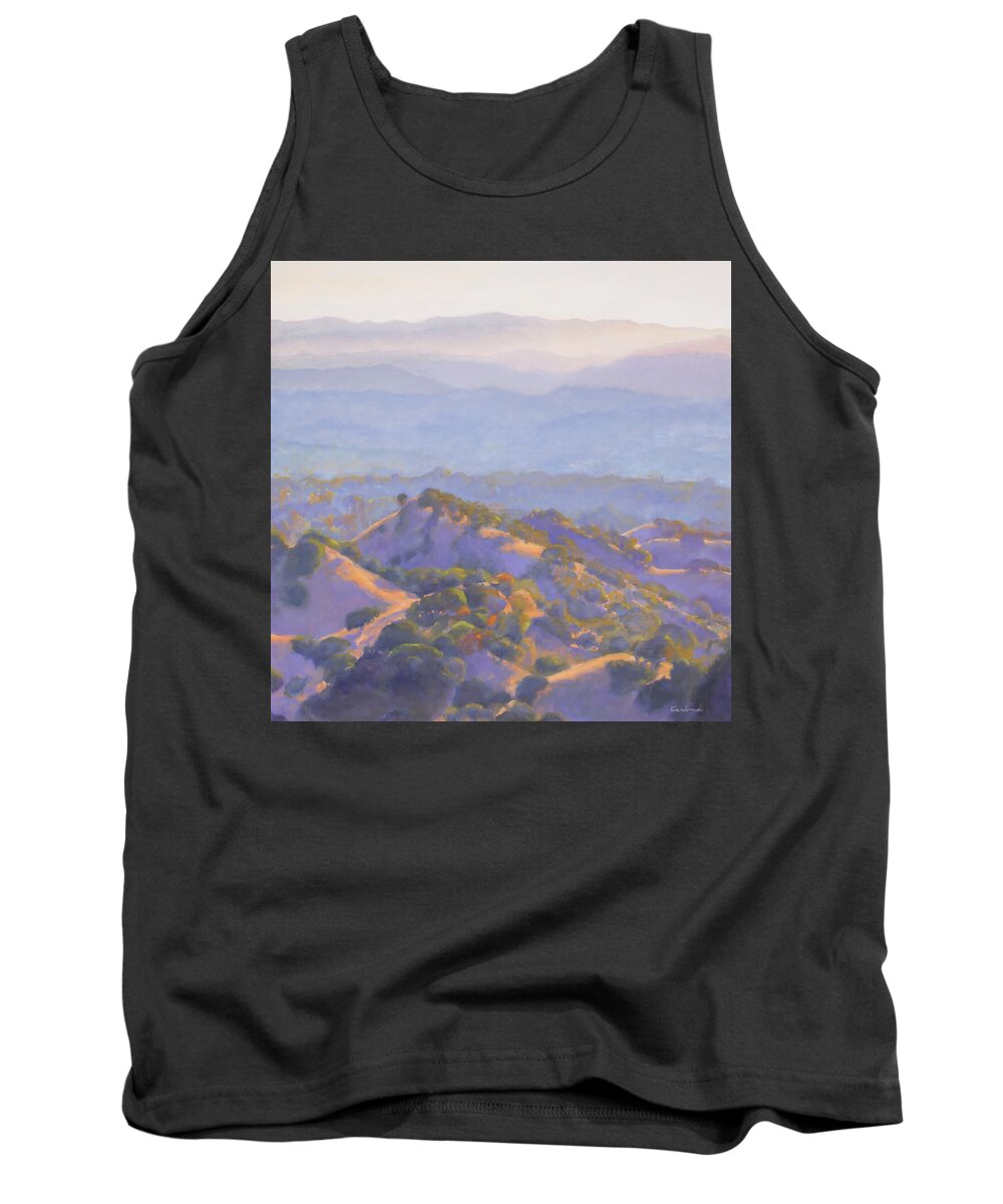 Sunset Tank Top featuring the painting Sunset Diablo Foothills by Kerima Swain