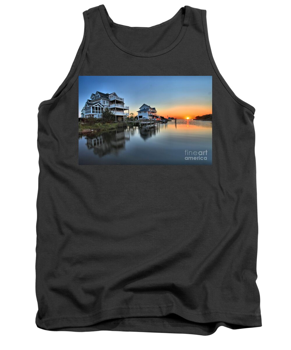 North Carolina Outer Banks Tank Top featuring the photograph Sunset On The OBX Sound by Adam Jewell