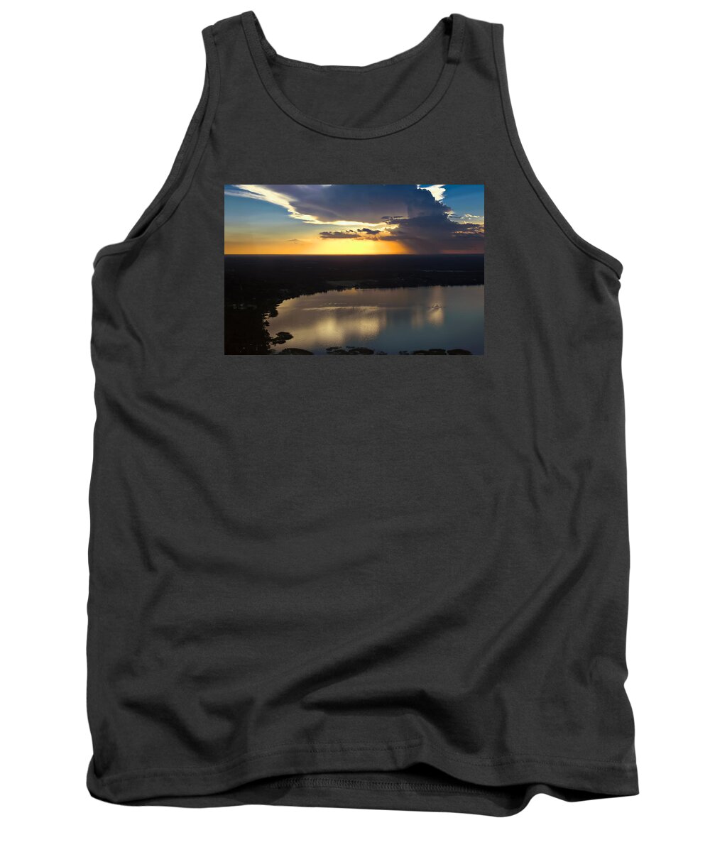 Sunset Tank Top featuring the photograph Sunset Over Lake by Carolyn Marshall
