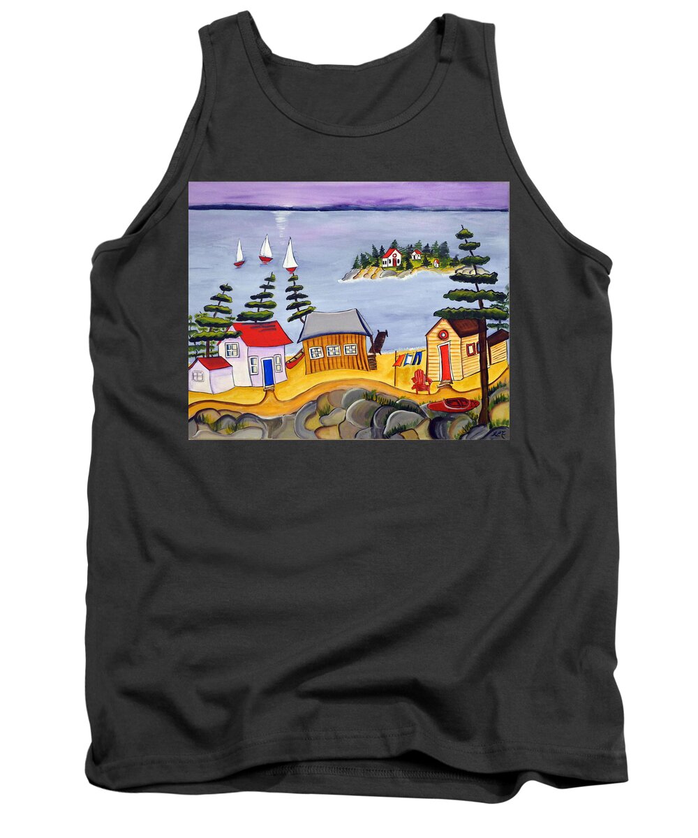 Abstract Tank Top featuring the painting Sunset Sail by Heather Lovat-Fraser
