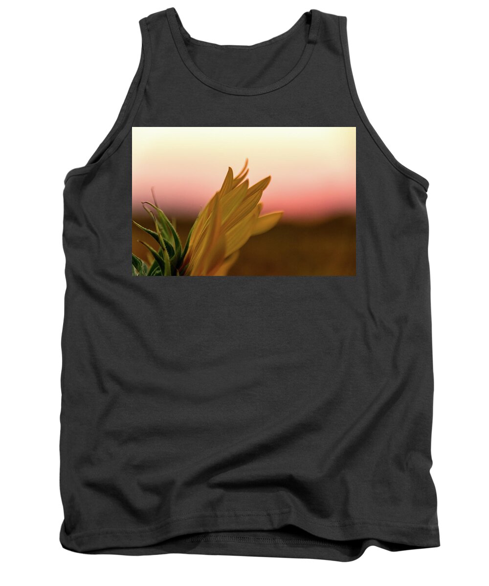Jay Stockhaus Tank Top featuring the photograph Sunset Sunflower by Jay Stockhaus