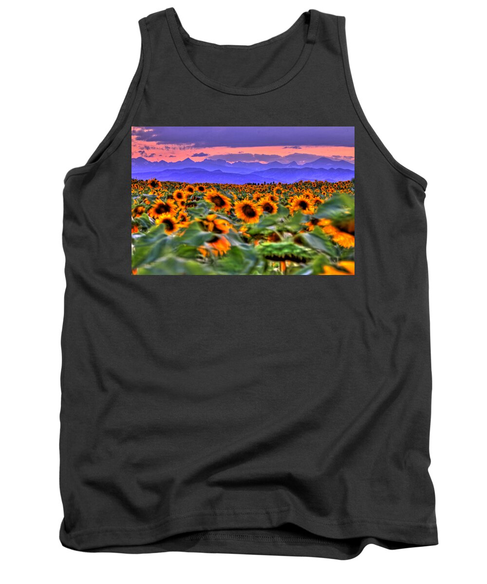 Sunsets Tank Top featuring the photograph Sunsets and Sunflowers by Scott Mahon