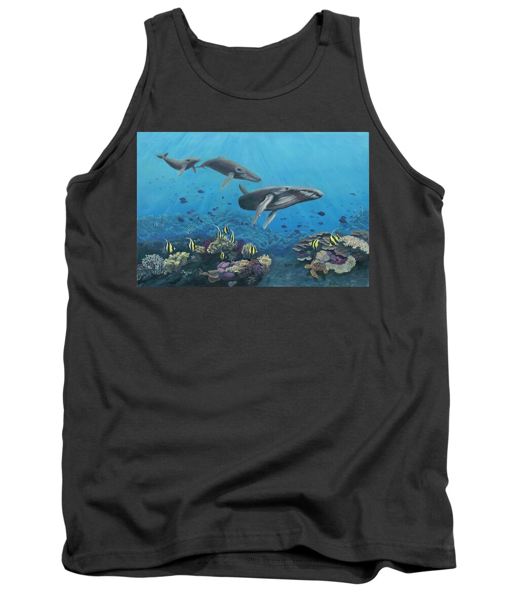 Ocean Tank Top featuring the painting Swans of the Sea by Megan Collins