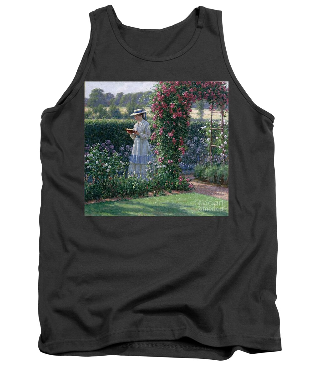 Garden Tank Top featuring the painting Sweet Solitude by Edmund Blair Leighton