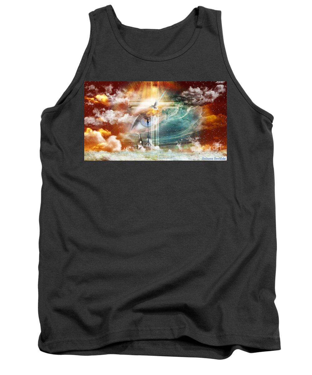 Jesus Paid It All To Bring Us From Tears To Triumph Tank Top featuring the digital art Tears to Triumph by Dolores Develde