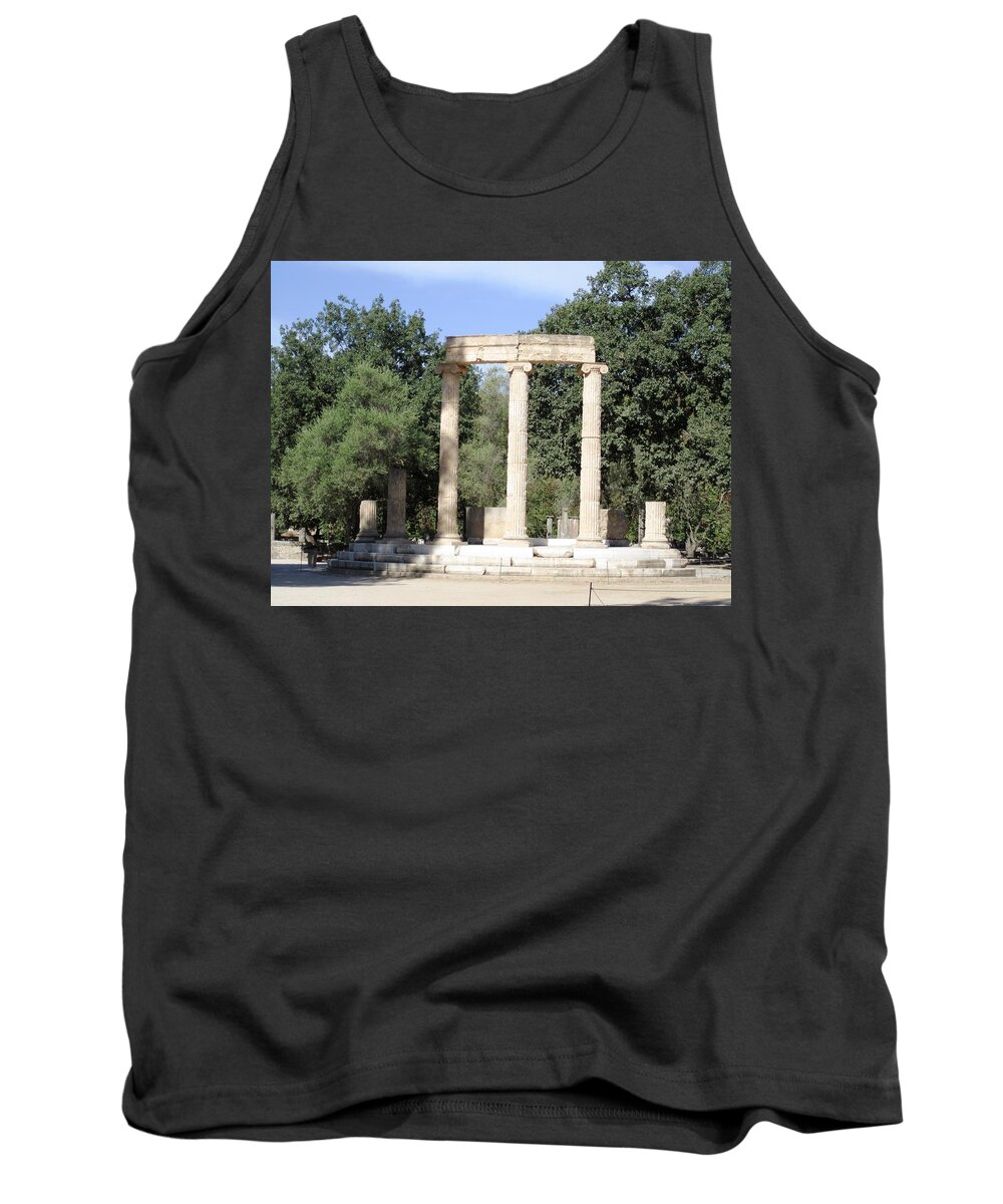 Olympia Tank Top featuring the photograph Temple of Zeus Ancient Ruins in Olympia Greece by John Shiron
